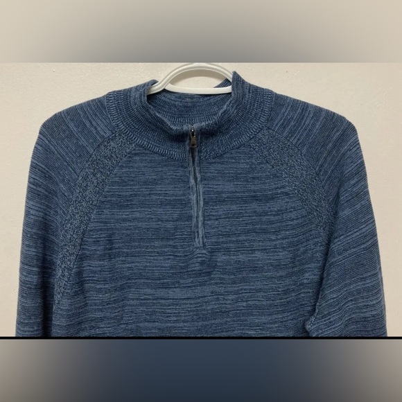 Flag & Anthem Mens 1/4 Zip Sweater Pullover Medium Blue Navy Mid-Weight Stretch - Picture 5 of 13